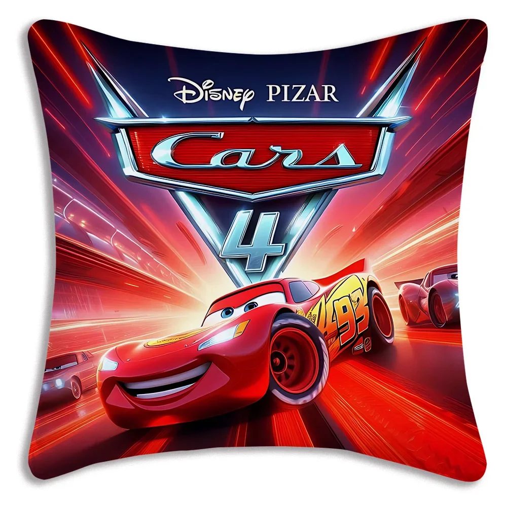 Lightning McQueen Cars Pillow Covers Cartoon Sofa Decorative Home Double-sided Printing Short Plush Cute Cushion Cover
