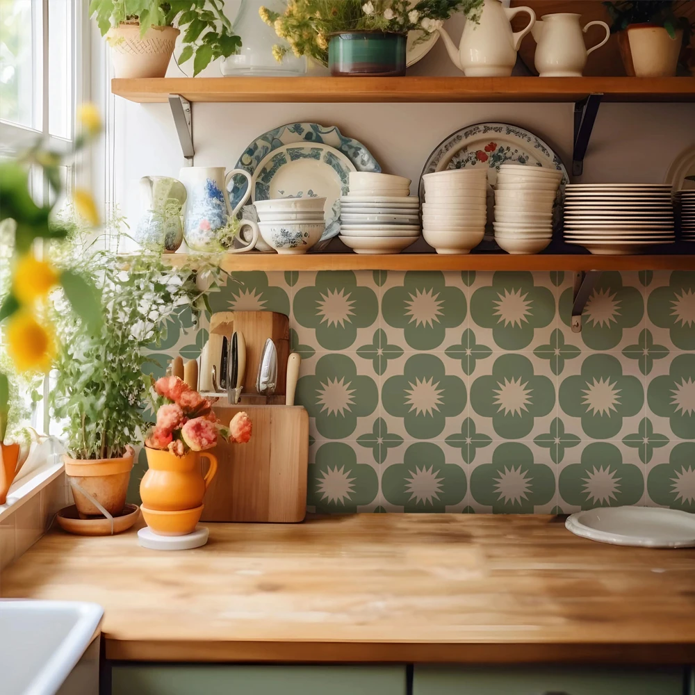 Removable Peel And Stick Waterproof Tile Kitchen Backsplash Sticker Vintage Self Adhesive Wall Tile Decal for Bathroom & Kitchen