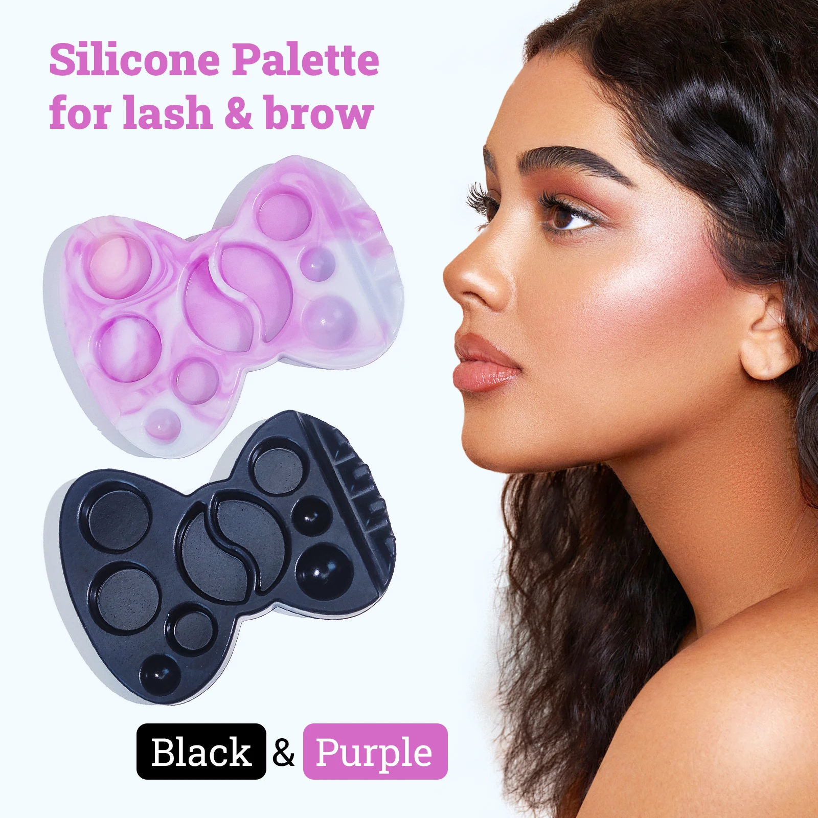 Lomansa Palette en silicone 1 pièce, plateau 9 fonctions pour rehaussement et teinture de cils, lamination des sourcils, patchs pour permanente de cils, outil de peinture_voghion.com