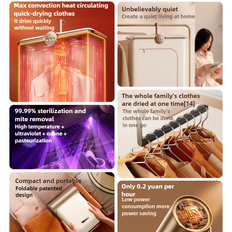 Clothes dryer Large capacity New Dryer Household Drying Clothes Small Portable Foldable Heater clothes drying machine 220V