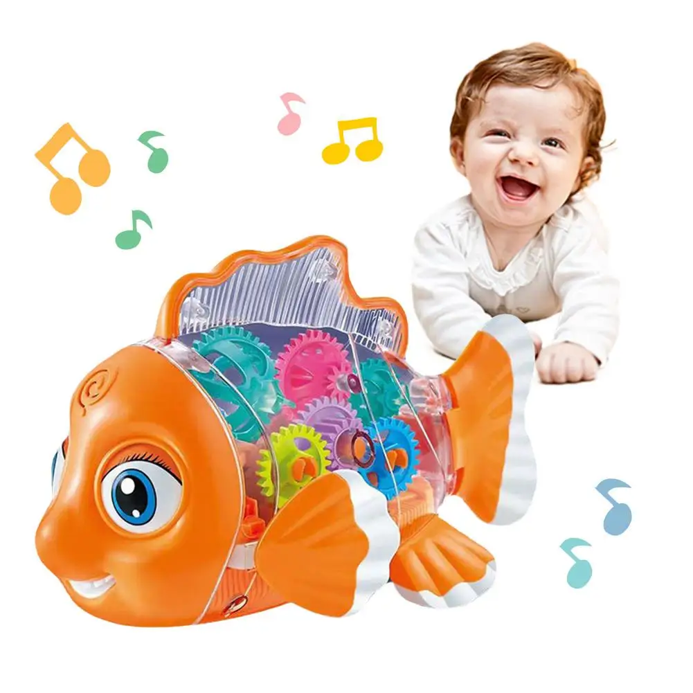 

Transparent Gear Fish Baby Light Music Toy Musical Preschool Early Educational Toy Ideal Fish Infant Toys for Kids Xmas Present