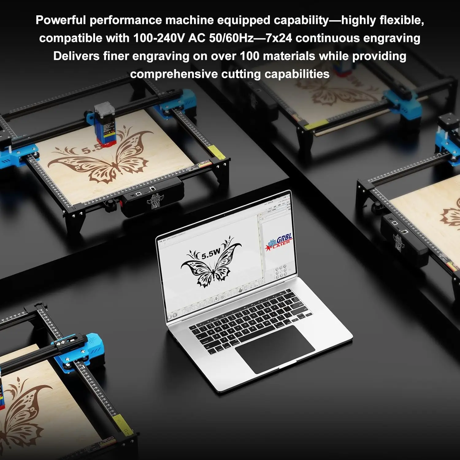 Twotrees TTS-55 Pro Laser Engraver 5500mW Laser Engraving Machine,Laser Cutter,30000mm/min Speed,0.08mm Laser Spot Engraver Mach