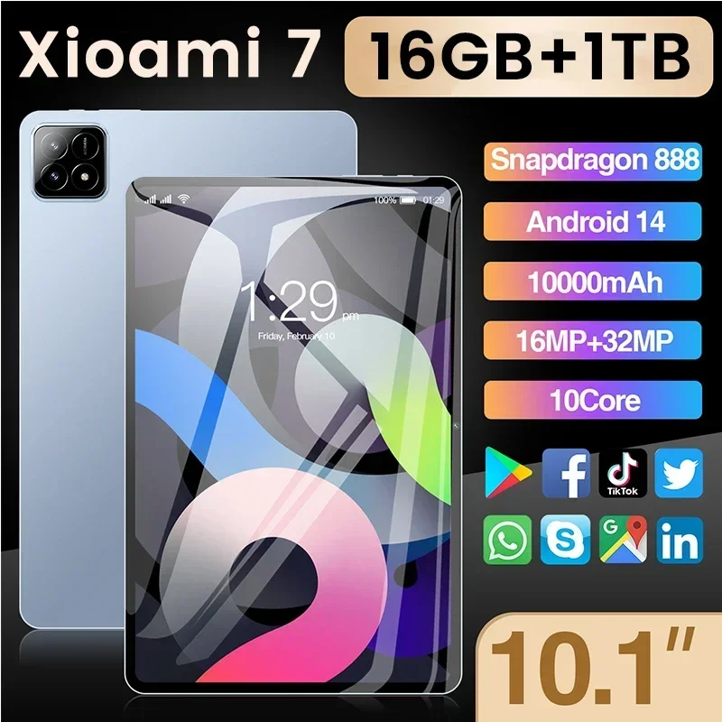 Tablets Android 10.1 inch Xioami Original Pad 7 Pro 10000mah Tablet PC 16GB+1TB 5G Dual SIM WIFI Global Android Tablet Android 14