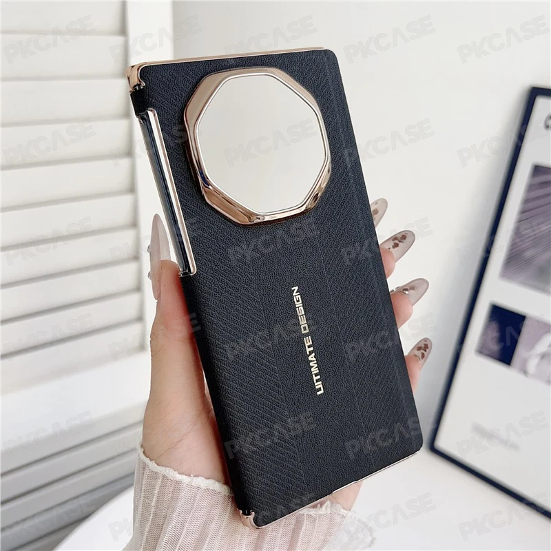 Ultra Thin Shockproof Leather Phone Case with Electroplated Dual-Hinge Guard Protection