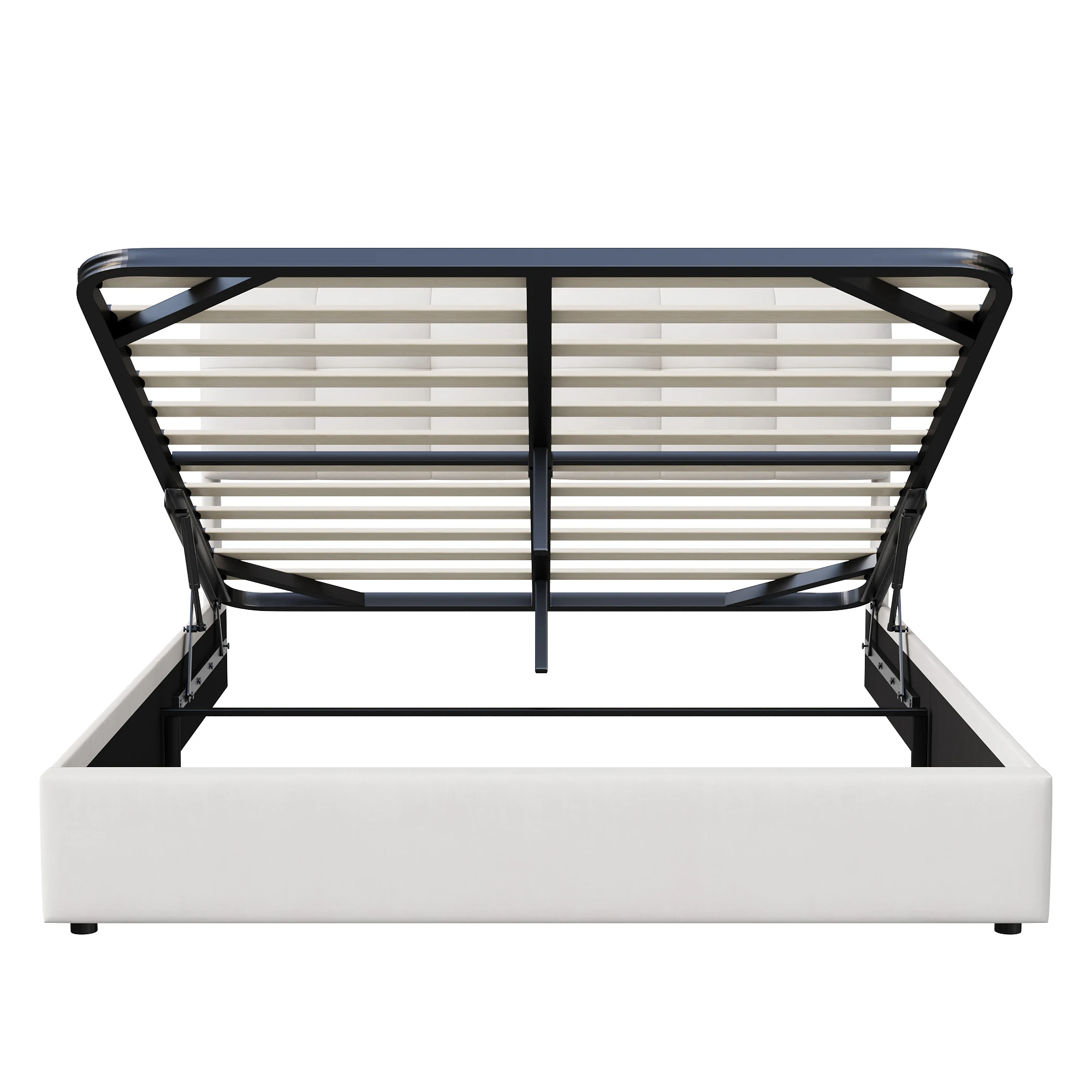 Rosahqnda Modernes gepolstertes Doppelbett 140 x 200 cm, hydraulisches Funktionsbett mit verstellbarer LED-Beleuchtung, weißer Samt, keine Matratze – Detail 11