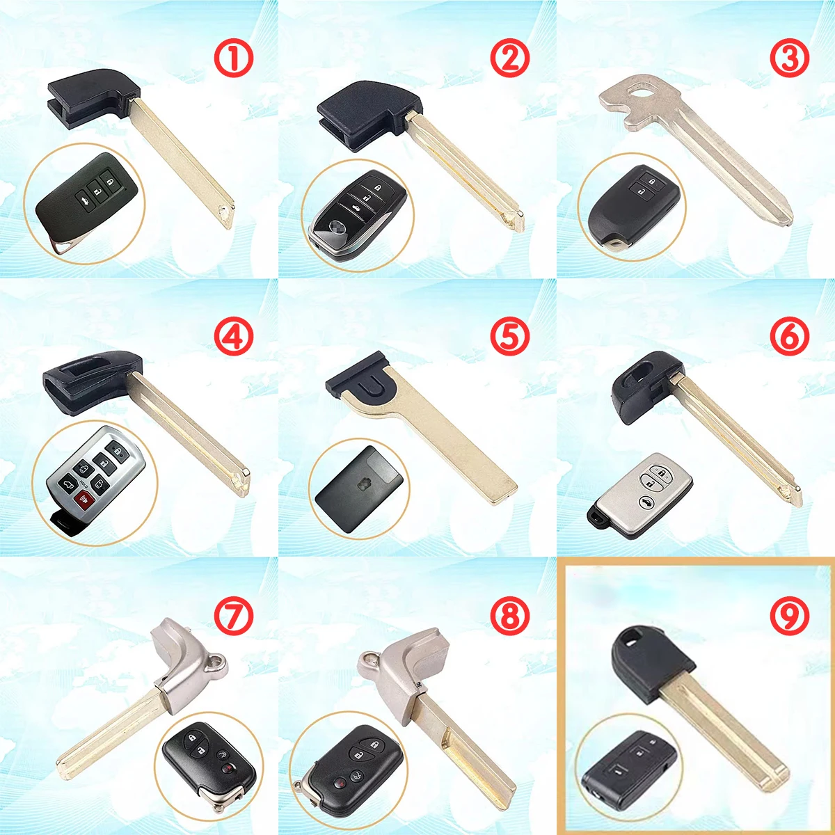 

10pcs/lot Emergency Smart Remote Key Blade for toyota lexus remote keys