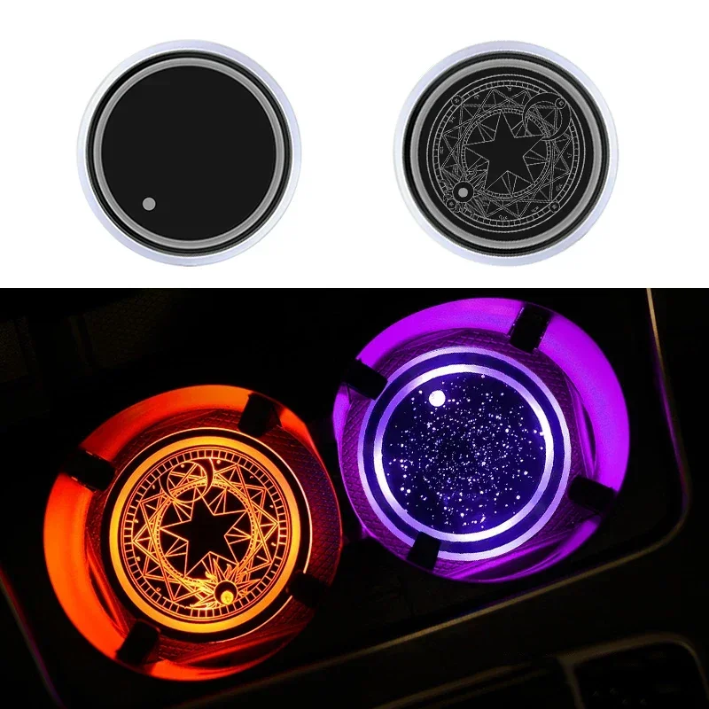 2Pcs Led Car Cup Holder Luci Per Ford Mustang Mach-E Shelby Gt500 Interfaccia Usb Luminoso Coaster Car Water Cup Light
