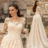 Exquisite Wedding Dresses For Women 2024 A Line Gentle Sexy Lace Applique Tulle Bridal Gowns Graceful Long Sleeve Vestido Custom 1