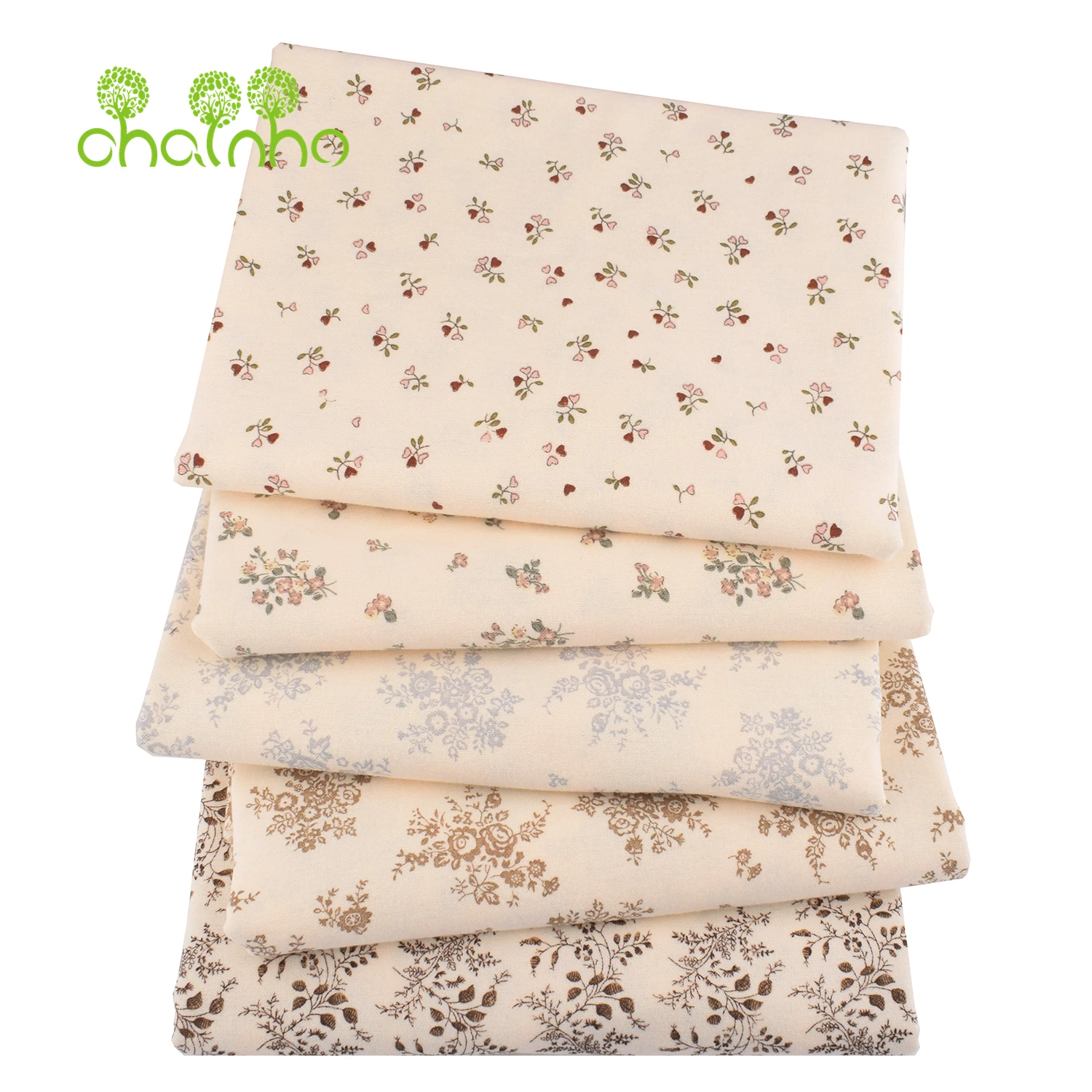 Chainho,Printed Plain Brushed Cotton Fabric,DIY Sewing Quilting Material For Cushion,Pillow,Sofa,Tablecloth,Floral Series,25MM4