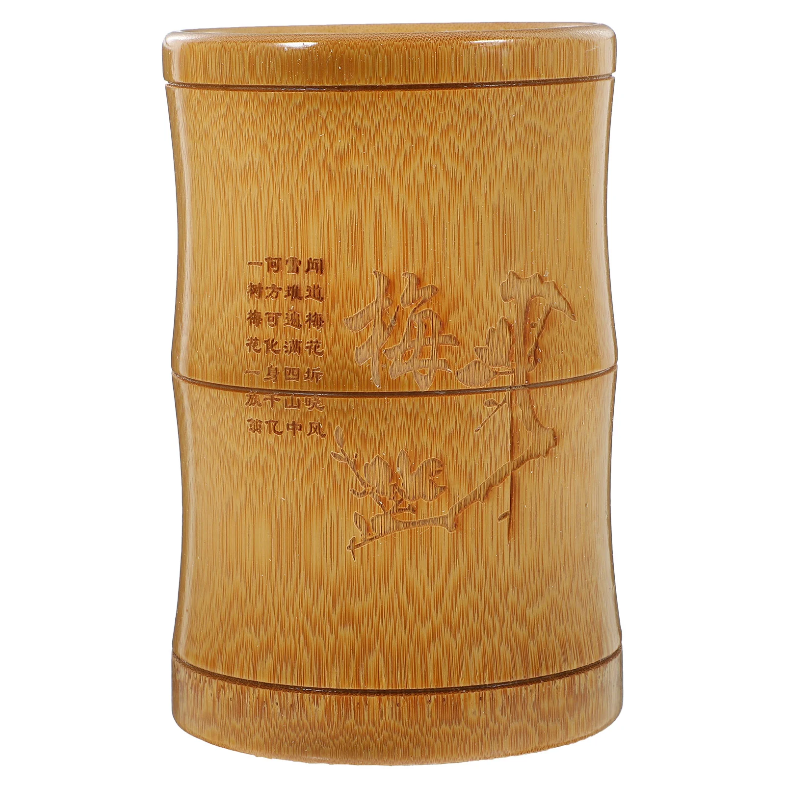 

Бамбуковый офисный органайзер, Настольная ручка, настольный декор, контейнер для кистей для макияжа, китайский дом