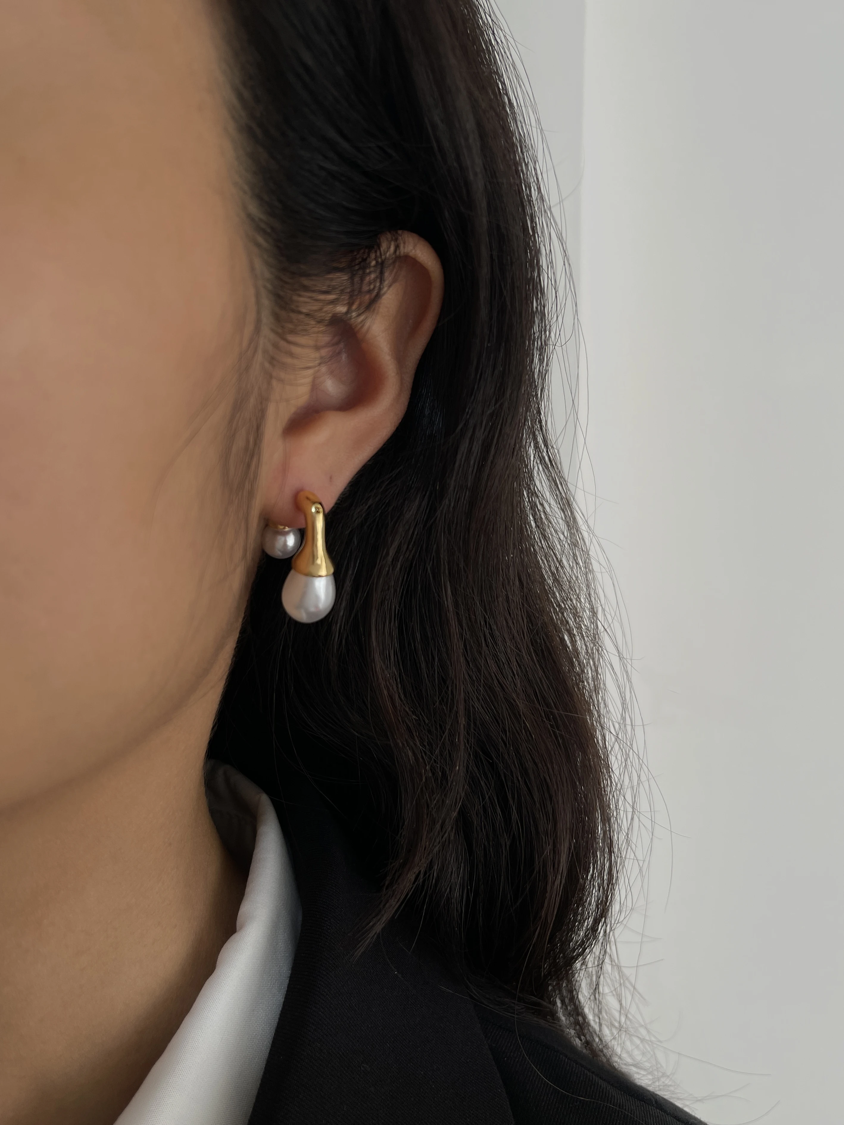 Long Tassel Earrings Peri'sbox Fashion Chic Gold Plated Irregular Faux Pearl Front Back Earrings For Women Unique Designer Jewelry Party Accessories