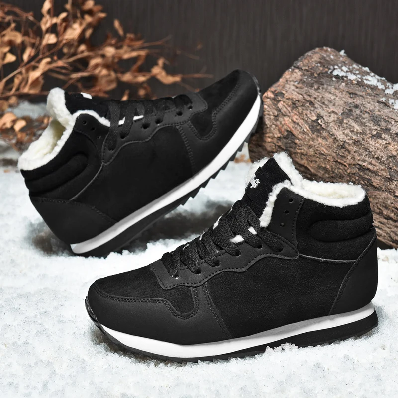 Winter Snow Boots Men Boots Men Work Boots Snow Boots Warm Plush Couple Korean Casual Durable Non Slip Comfortable Mid Top Mountaineering Shoes Men