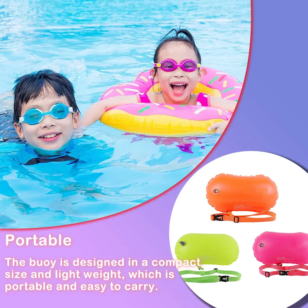 Dry Swimming Bag Inflatable Waterproof Buoy with Belt Water Sports Bright Color Pack Tool Bags Adult Children Orange