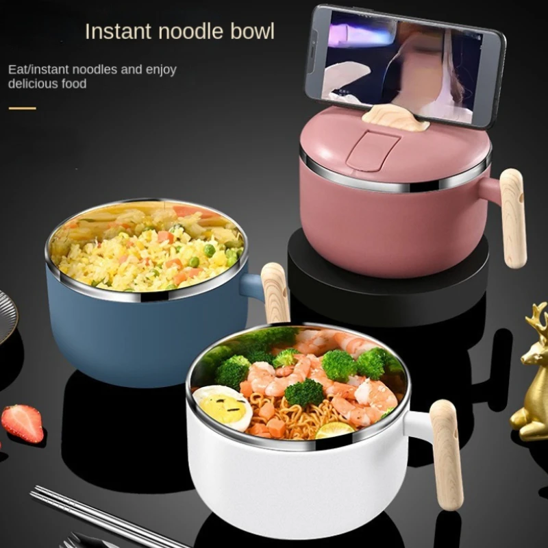 1pc 304 Stainless Steel Instant Noodle Bowl, Large Capacity Instant