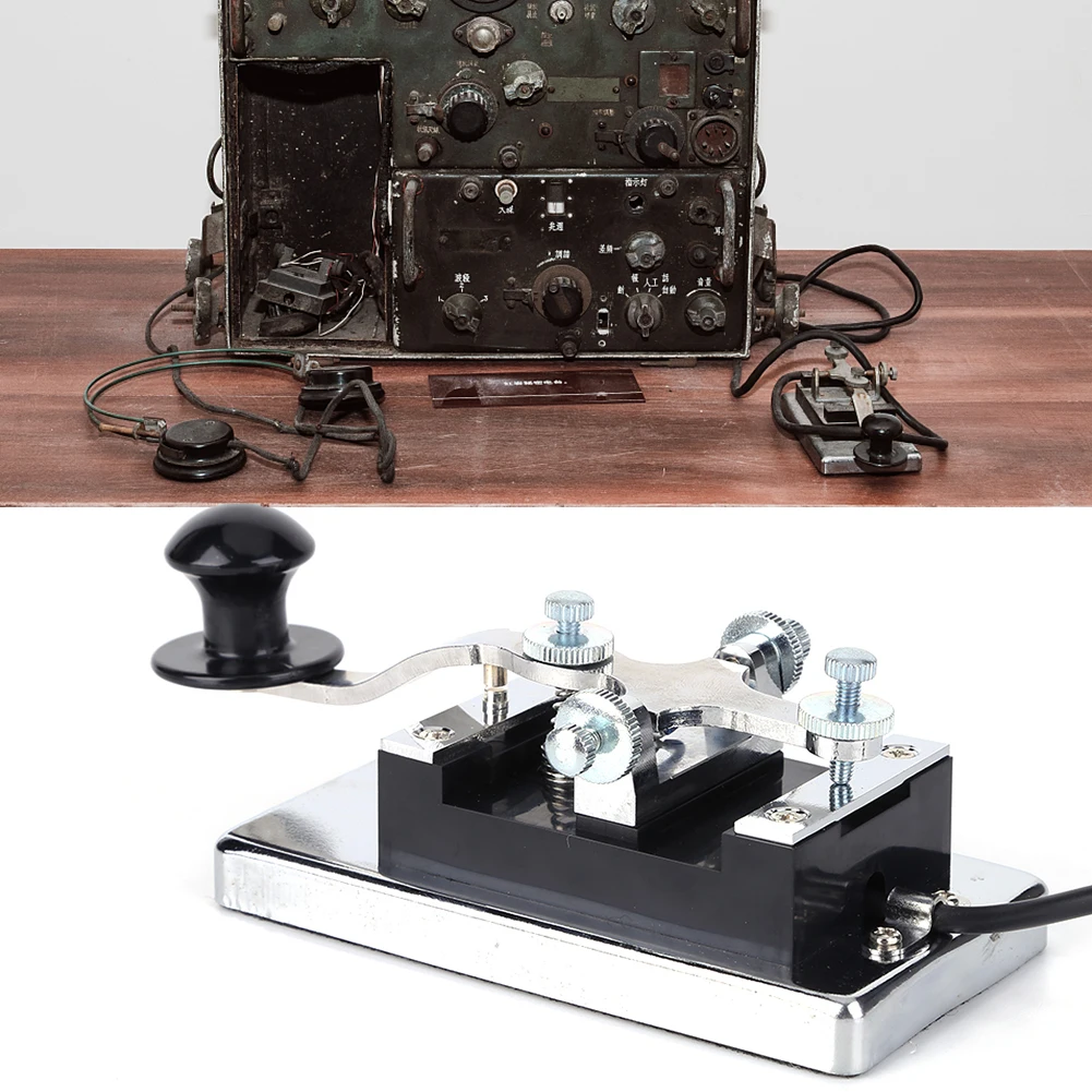 Stainless Steel CW Telegraph Shortwave Radio DIY Telegraphing Key Morse Key Shortwave Radio Communication Teaching Aids