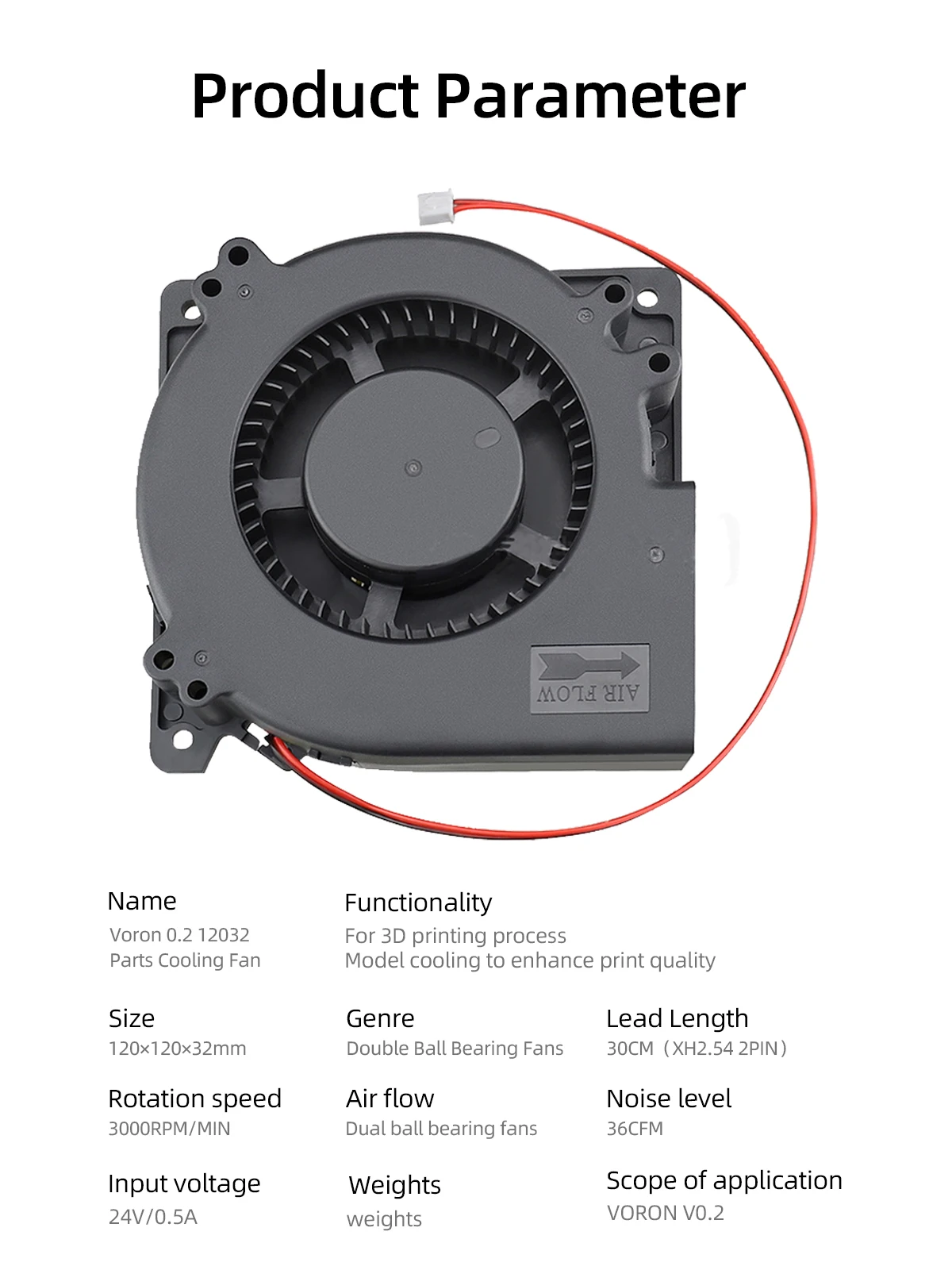 Sopro Lateral Voron Ventilador Auxiliar Alto Fluxo de ar Baixa Vibração Grande Série v0 24v Modelo 12032 2800 Rpm Unidade de - Imagem 5