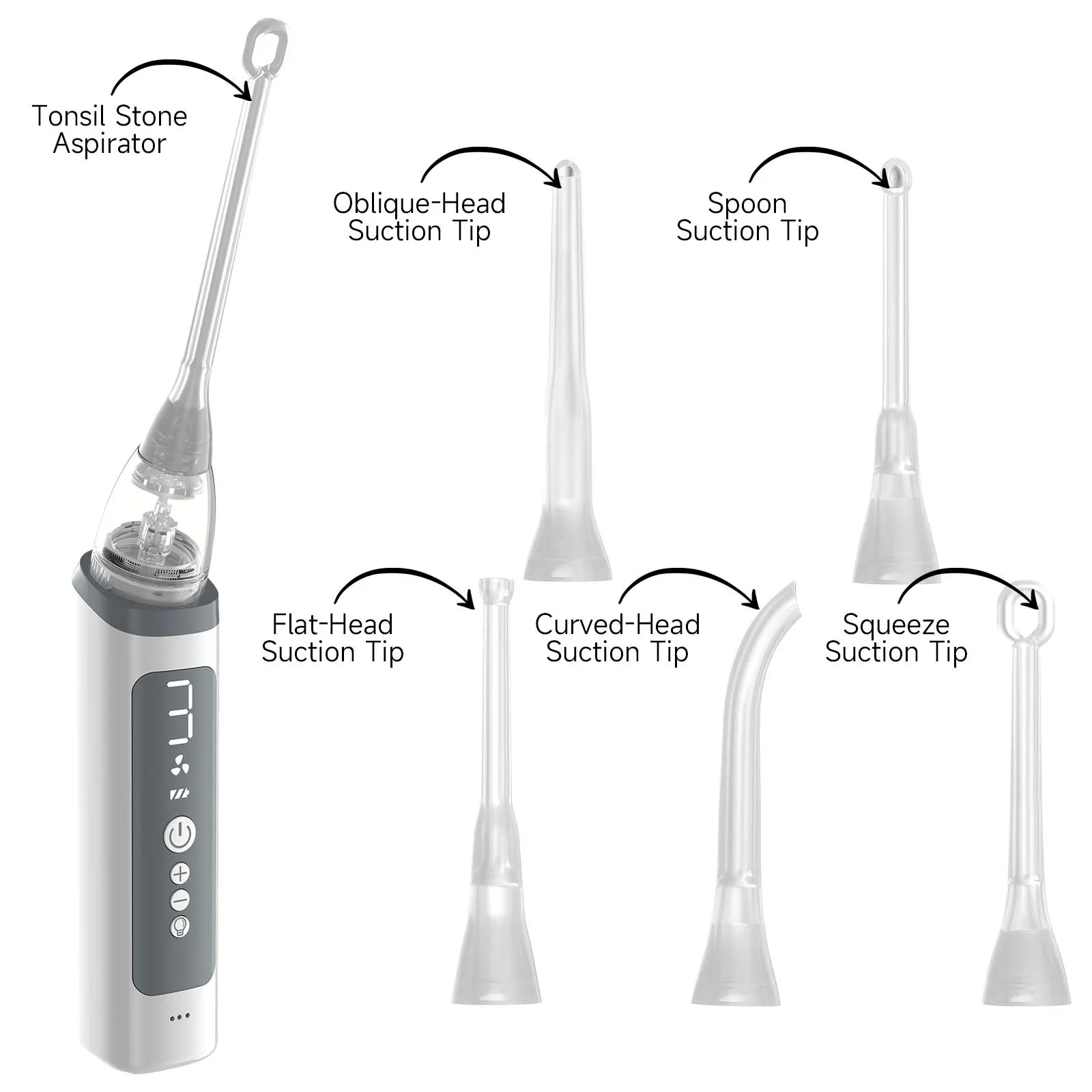 Vacuum Tonsil Stone Remover Tool Built-In LED light  8 Suction Modes Anti Bad Breath Oral Irrigator&Tongue Coating Scraper 5