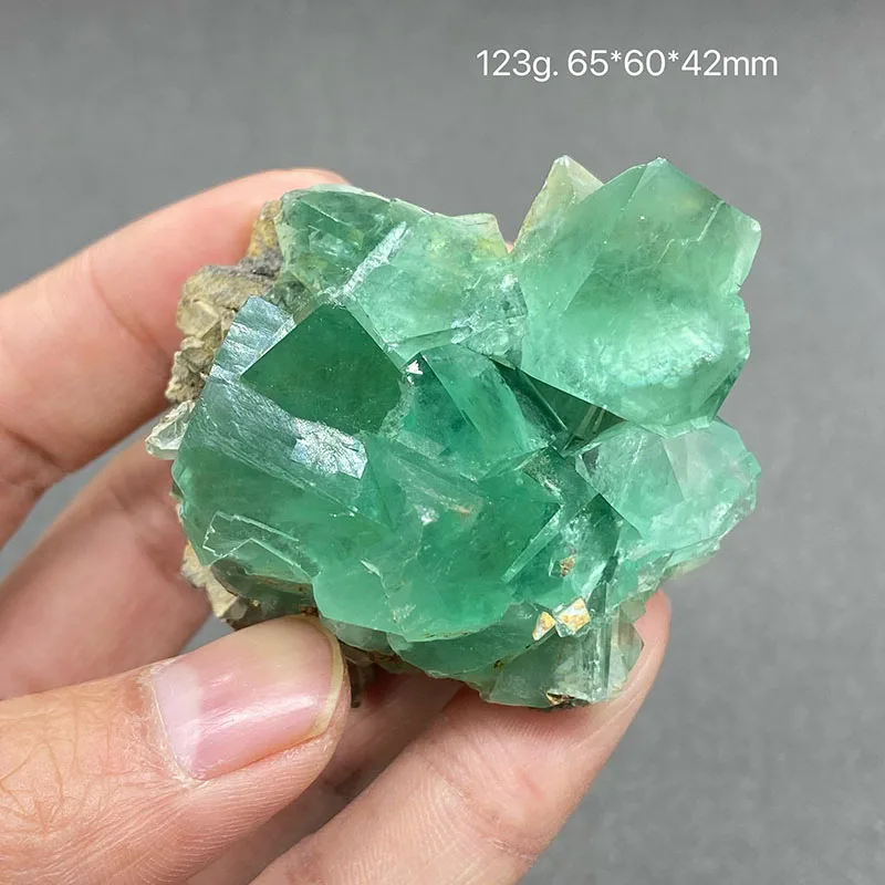100% Natural China hu nan Xianghualing green Vitreous Transparent Fluorite Specimen Calcite Healing Crystal Stone