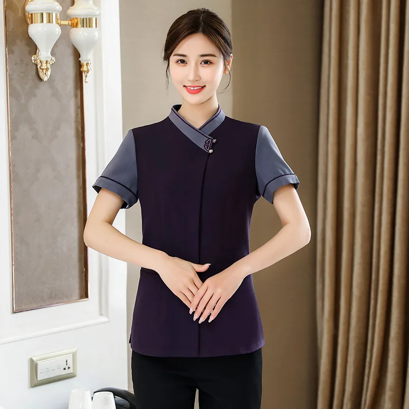 

Hotel Work Women's Short-Sleeved PA Room Attendant Clothing Property Cleaner Cleaning Aunt Summer Clothes
