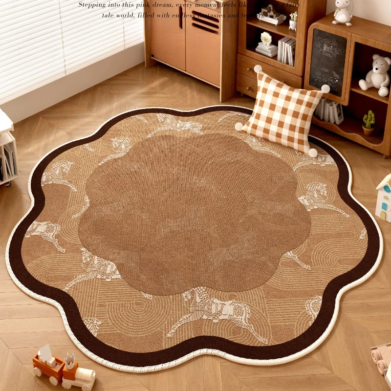 Special-shaped Living Room Carpet Large Area Brown Maillard Bedroom Bedside Rugs Cartoon Creative Cloakroom Floor Mats Alfombra