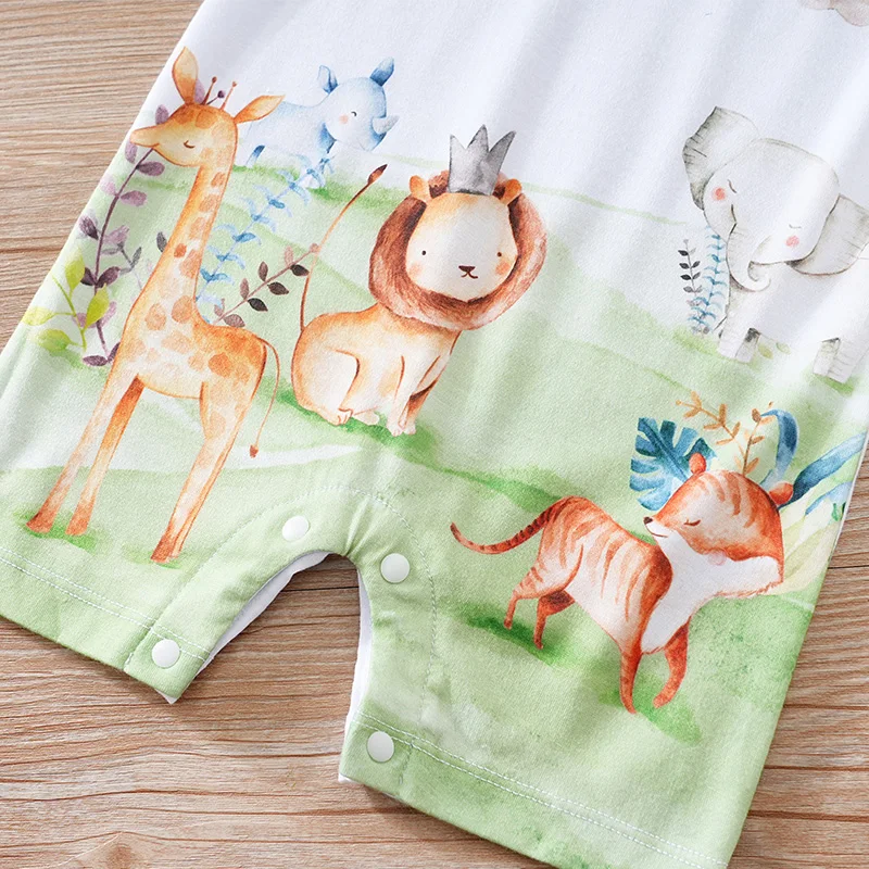 Newborn Clothing Cute Cartoon Animal Print Casual And Comfortable Soft Summer Boys And Girls 0_18 Short Sleeved Baby Jumpsuit - 6