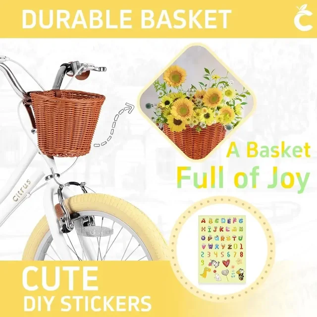 22514-8f8f96.jpg Children's 12-20 Inch Vintage Style Bikes with Training Wheels, Basket, and Bell for Ages 2-12
