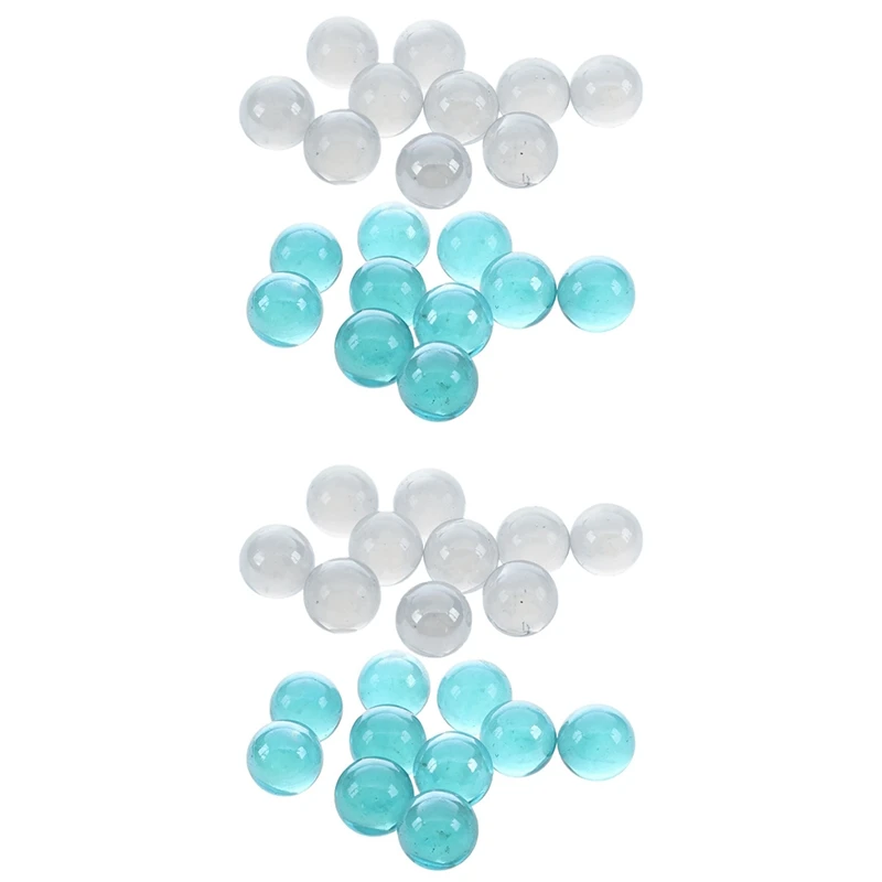 

40 Pcs Marbles 16Mm Glass Marbles Knicker Glass Balls Decoration Color Nuggets Toy Blue And Transparent