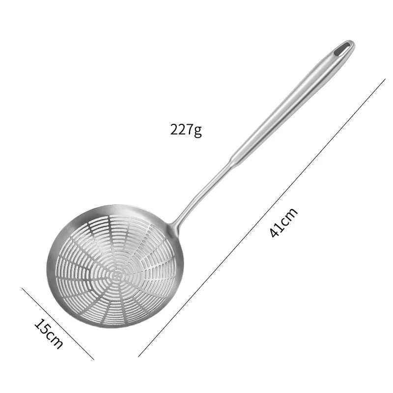 304 Stainless Steel Kitchen Large Colander Wooden Handle Noodles Ladle Strainer Spoon Food Skimmer Filter Cooking Kitchenware
