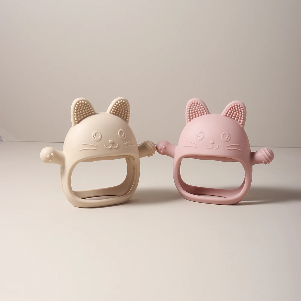 Baby Teething Mittens - Food-Grade Silicone Glove Chew Toy, Anti-Sucking Hand Guard, Cute Bunny Design - 5