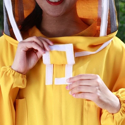 1 pcs Cotton Zippered Protective Beekeeping Suit with Hooded Veil Beekeeper Clothing Beekeepers Bee Suit Equipment