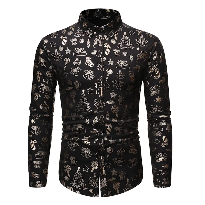 Description Picture 2 of itemAutumn Men's Button Shirt Personality Christmas Gift Luxury Coat Casual Evening Dress Top Prom High end Clothes 2023 New