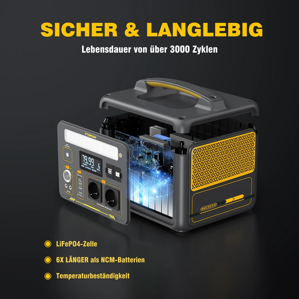 VTOMAN JUMP 600X ポータブル発電所 299Wh 太陽光発電機 LiFePO4 1200