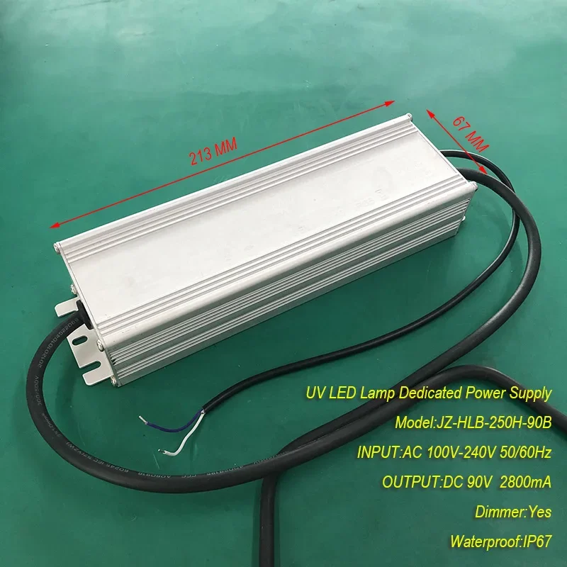 

2.8A 250W IP67 Waterproof Constant Current Source For UV LED Module Gel Curing Lamps INPUT AC 100V-240V OUTPUT DC 90V 2800 Ma