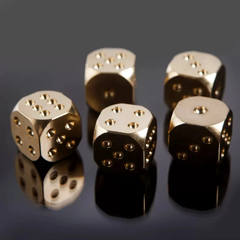 15mm 2pcs Pure Copper Metal Solid Dice Handmade Bar KTV Chess And Card Supplies Personalized Toy Ornaments Party Game Tools