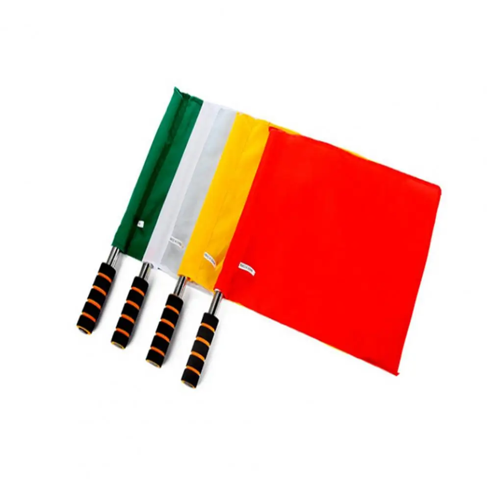 Referee Soccer Flag Portable 4 Colors Soccer Referee Flag Anti-slip Soccer Judge Referee Linesman Flag for Football signal flag 1 set wear resistant plaid not easy to deform soccer judge linesman flag referee tool