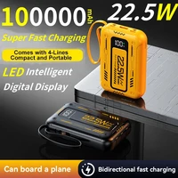 100000mAh 22.5W Fast Charging Mini Power Bank 4-In-1 Portable Large Capacity Charging Equipment for Apple Xiaomi Mobile Phones 1