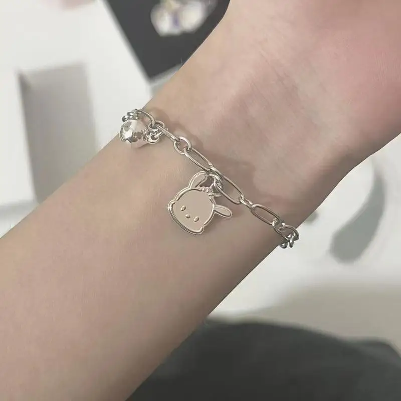 Cute Sanrio Pochacco Bell Bracelet Students Best Friend Sweet Girl Heart Style Necklace Handwear Ins Design Hand String Gift heart sutra copybook 108 times buddhist scripture gift box set regular script hand copy copy pen buddhist scripture copybook