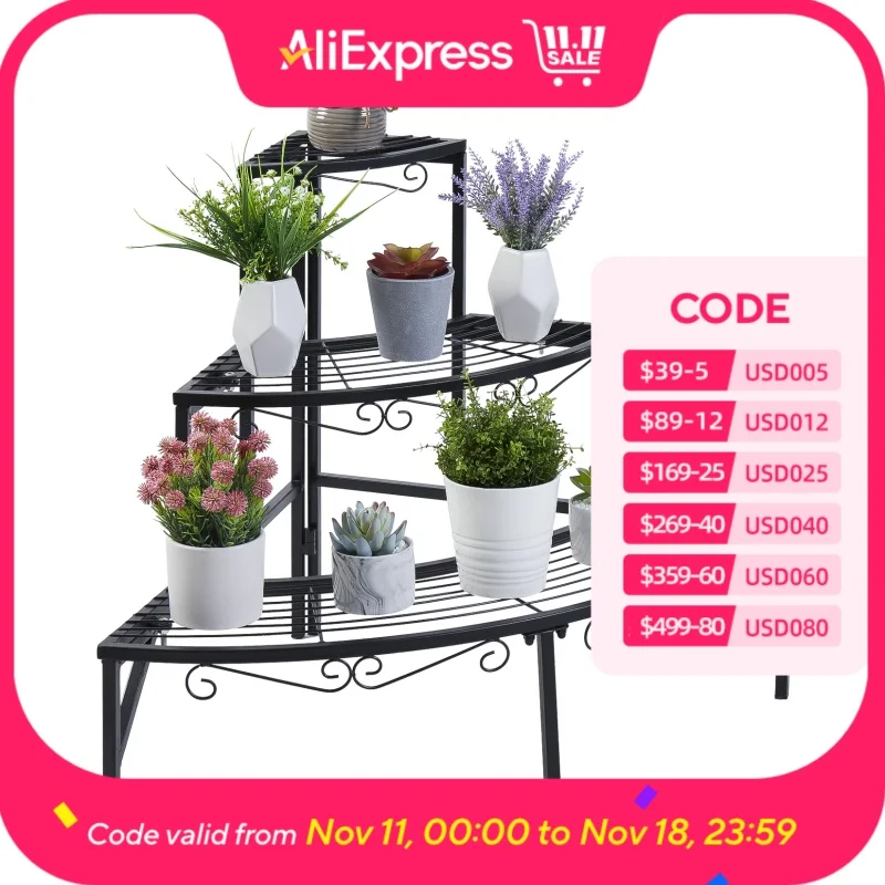 3 Tier Ladder Corner Plant Shelves Garden Flower Display Rack Shelf