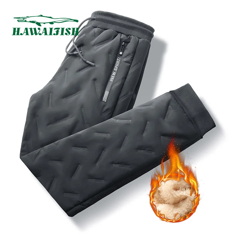 

HAWAIFISH Mens Cashmere Sweatpants Winter Warm Trousers for Male Lined Fleece Pants Mens Autumn and Winter Casual Joggers Pants