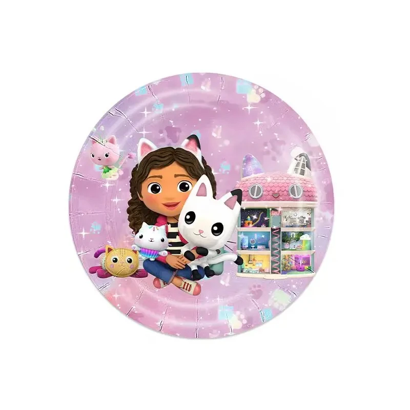Gabby Dollhouse Cats Party Decorations Theme Disposable Party Dinnerware Set Balloons Reusable Straw Baby Shower birthday tableware set,birthday party supplies,party supplies