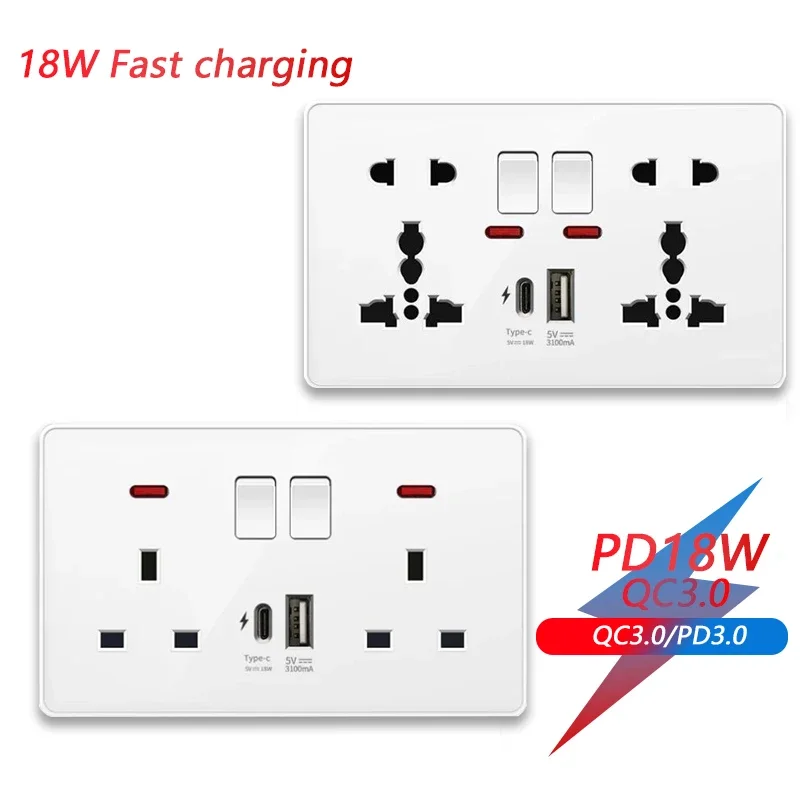 parede usb c reino unido 13a 31a 18w 03