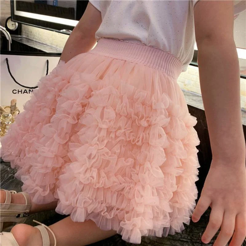 

Girl Dress Ballet Kids Tutu Skirts Cotton 2022 Champagne Spring Autumn Ballerina Party Evening Gown Beach Dance Costume Children