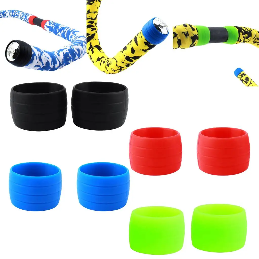 2Pcs Silicone Fixed Ring Fasten Loop Sleeve for Bicycle Road Bikes Bicycle Handlebar Tape Wrap Winding Belt Cycling Bar Tape