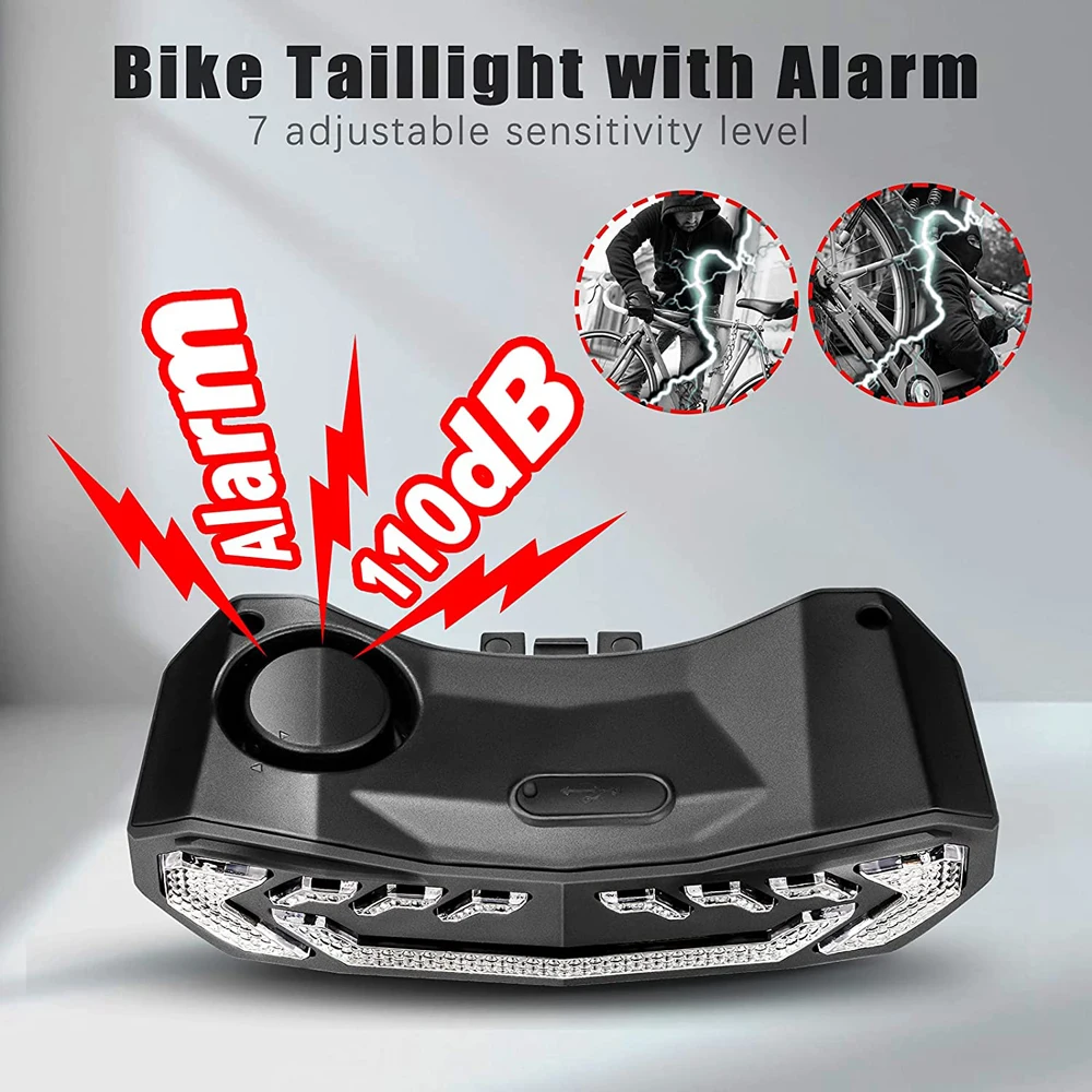 Elecpow Bike Alarm Rear Tail Light With Turn Signal Wireless Waterproof Remote Control USB Bicycle Taillight Warning Brake Light tuya wifi sos button