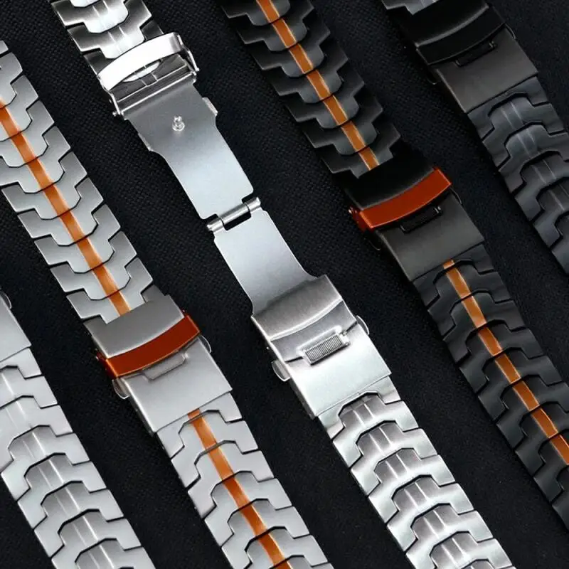 Elegant 22mm Stainless Steel Watch Strap - Premium Metal Band Bracelet