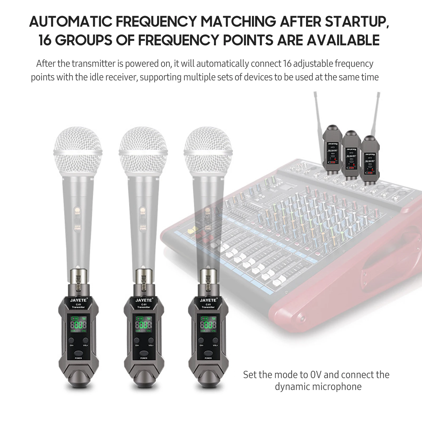 JAYETE C-01 UHF Microphone Converter Professional Wired to Wireless Micphone Transmitter Receiver Guitar Receiving Transmission