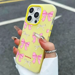 Chic Pink Bow Pattern 2 - in - 1 Phone Case Cover - Galaxy S23+ (Yellow)