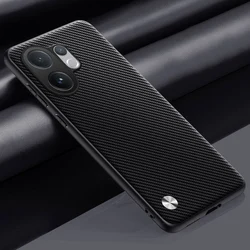 Elegant PU Leather Phone Case with Silicone Protection and Matte Finish for Vivo V2511 (Frosted Black)