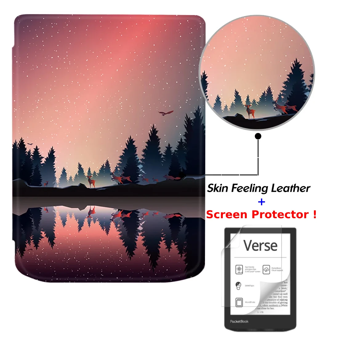 Premium PU Leather Auto Wake Sleep Cover with Screen Protector
