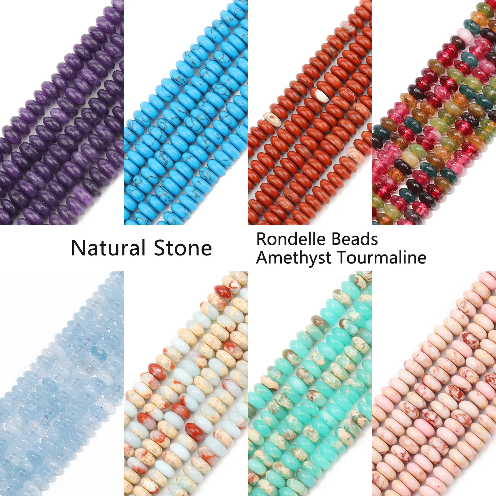 2x5mm Rondelle Naturstein Turmalin Aquamarin Quarz Perlen Abacus Spacer Perlen für Schmuck Machen DIY Armbänder Zubehör